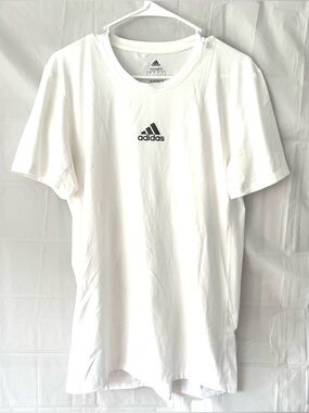 NWOT adidas White Crew Neck Short Sleeve Active T-Shirt SZ L